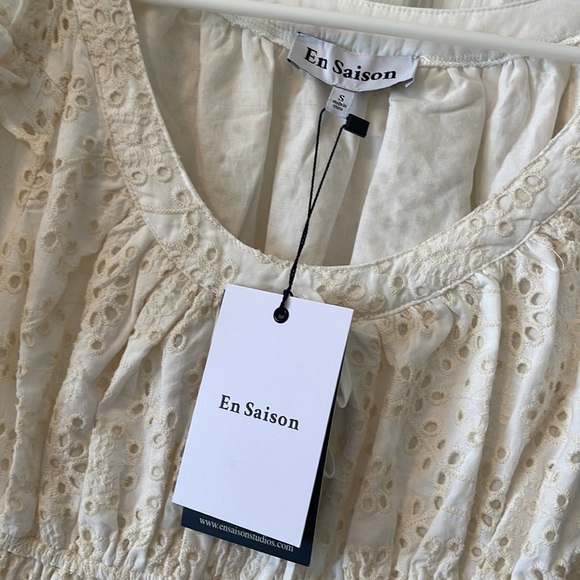 En Saison Eyelet Mini Dress in cream - Picture 4 of 6